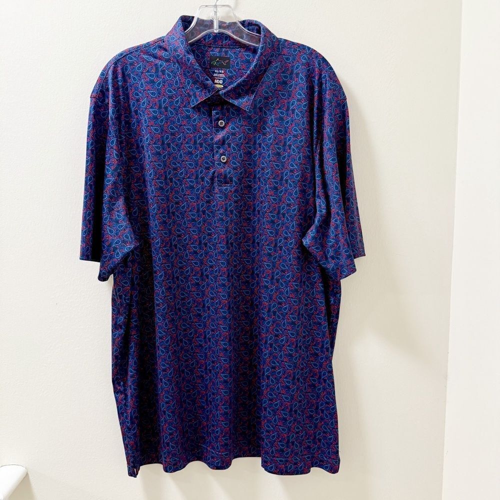 Greg Norman Men’s Polo Shirt XL Paisley Print – ML75 PlayDry Performance